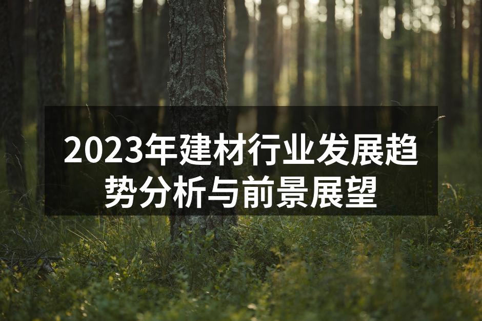 2023年建材行业发展趋势分析与前景展望